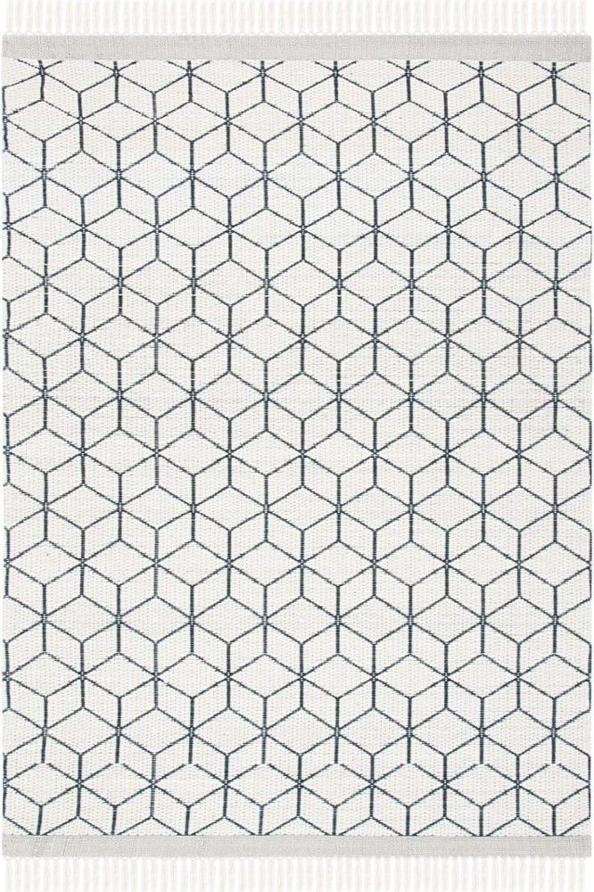 IVORY AND BLACK KILIM HAND WOVEN DHURRIE