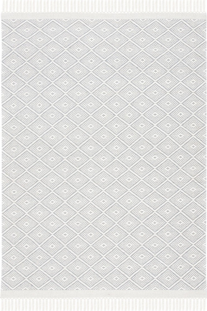 GREY AND IVORY KILIM HAND WOVEN DHURRIE