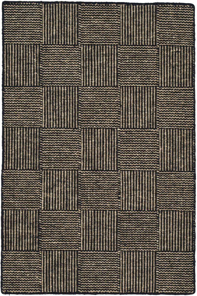 BEIGE AND BLACK GEOMETRIC HAND WOVEN DHURRIE
