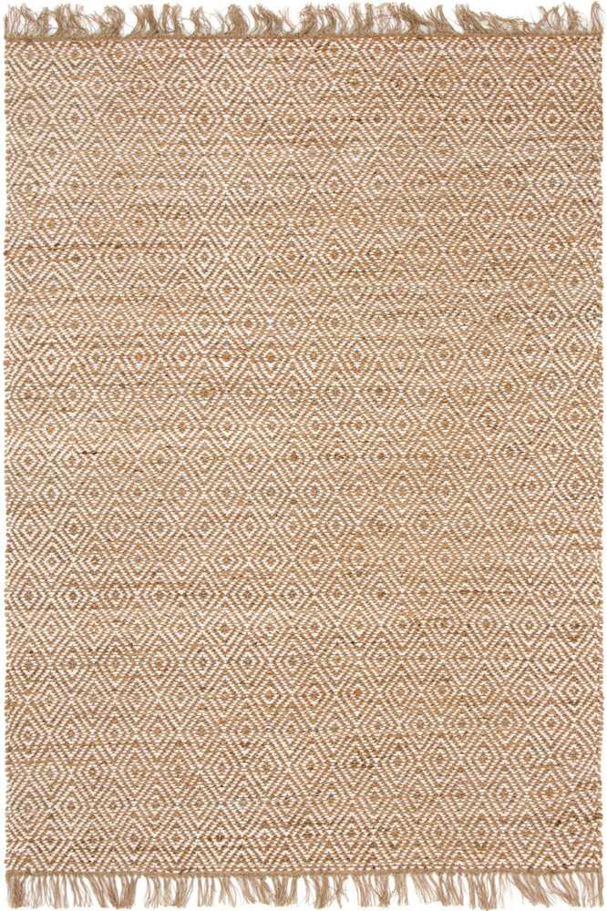 IVORY NATURAL GEOMETRIC HAND WOVEN JUTE RUG