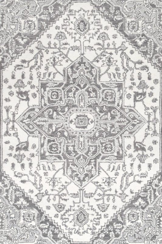 GREY AND IVORY PERSIAN HAND TUFTED CARPET by Imperial Knots - Image 1