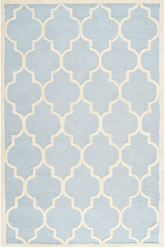BLUE AND WHITE MOROCCAN HAND TUFTED CARPET