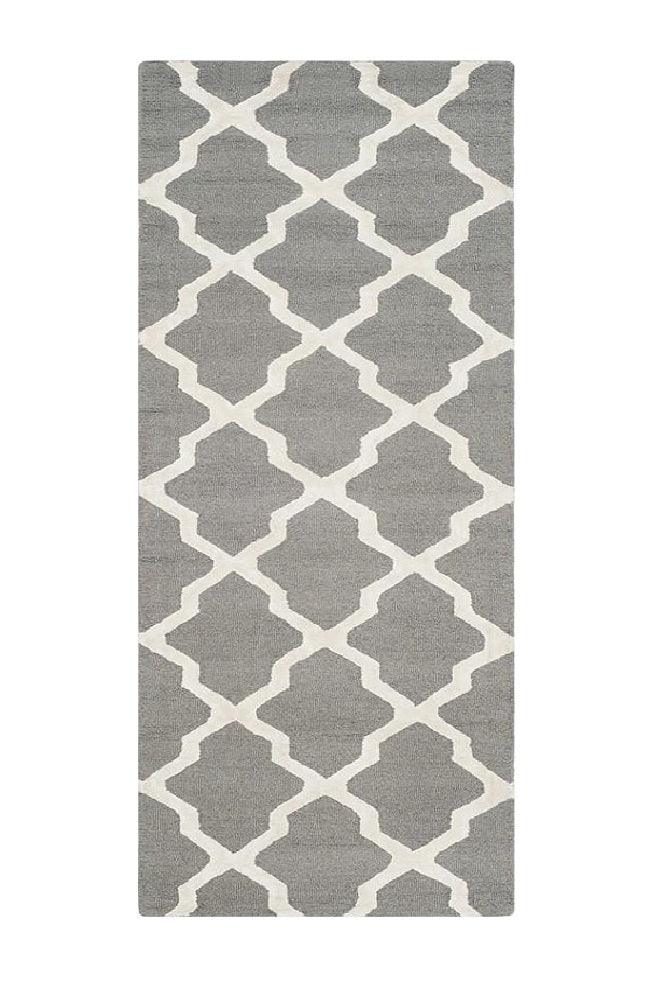 GREY AND WHITE MOROCCAN HAND TUFTED RUNNER CARPET