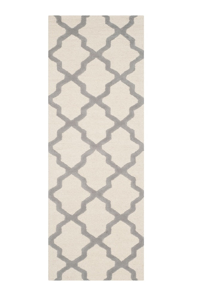 GREY AND IVORY MOROCCAN HAND TUFTED RUNNER CARPET