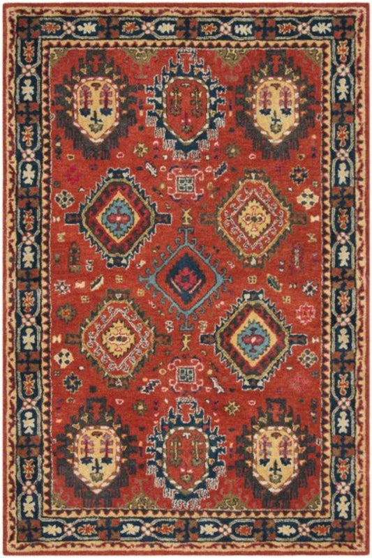 RED MULTICOLOR TRADITIONAL HAND TUFTED RUG