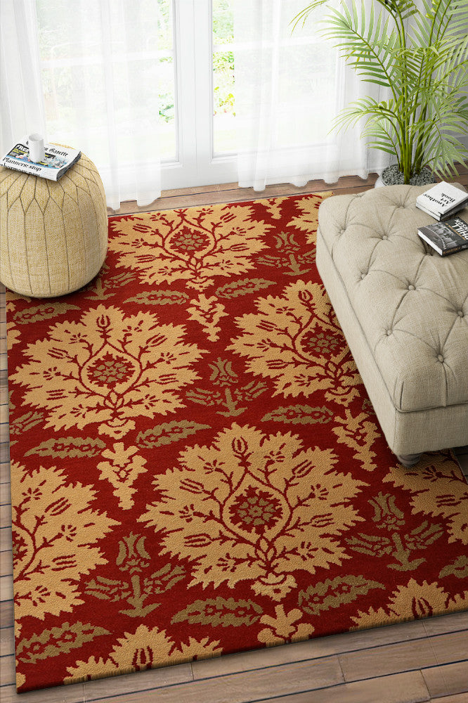 RED BAROQUE HAND TUFTED CARPET