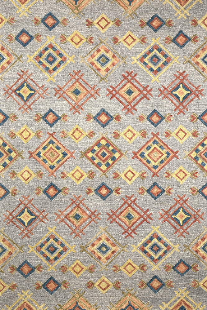 MULTICOLOR GREY TRADITIONAL HAND TUFTED CARPET