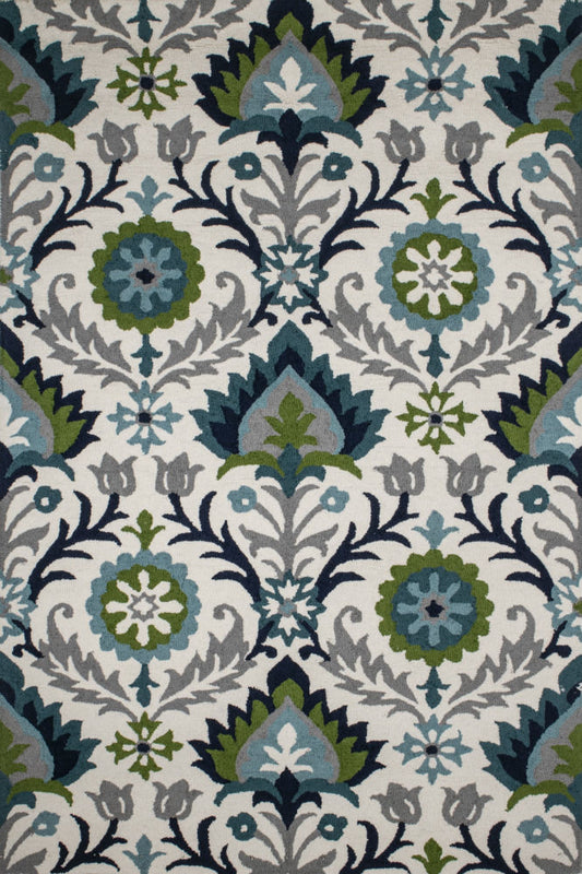 GREEN SUZANI HAND TUFTED CARPET by Imperial Knots - Image 2