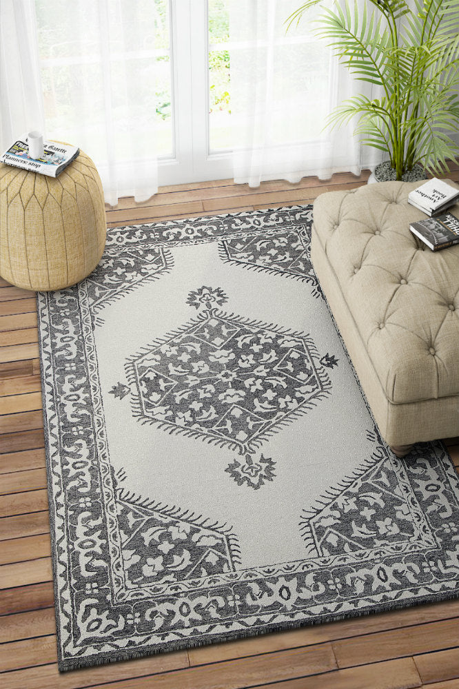 IVORY CHARCOAL PERSIAN HAND TUFTED CARPET