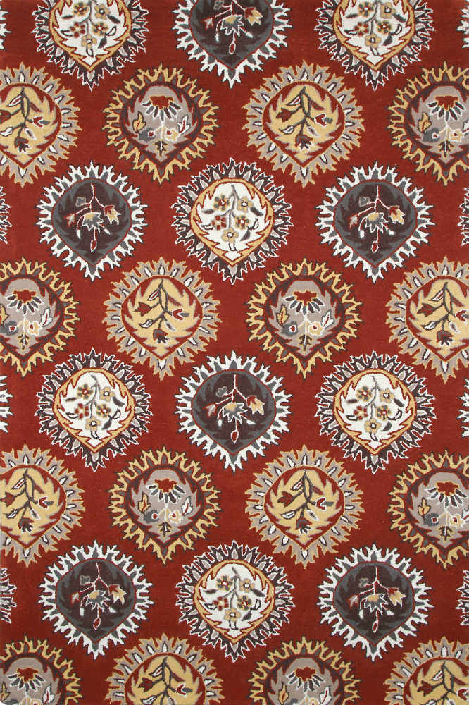 MAROON FLORAL HAND TUFTED CARPET