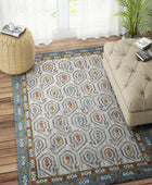 IVORY AND GREY TRADITIONAL HAND TUFTED CARPET