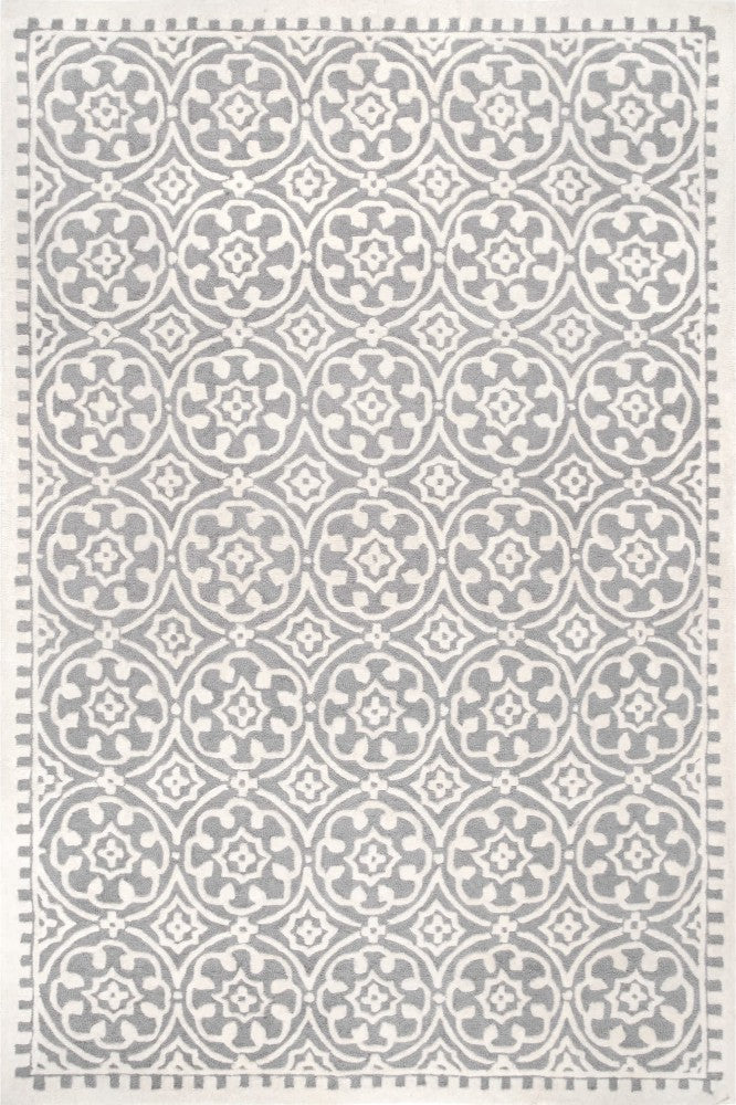 IVORY AND GREY TRADITIONAL HAND TUFTED CARPET