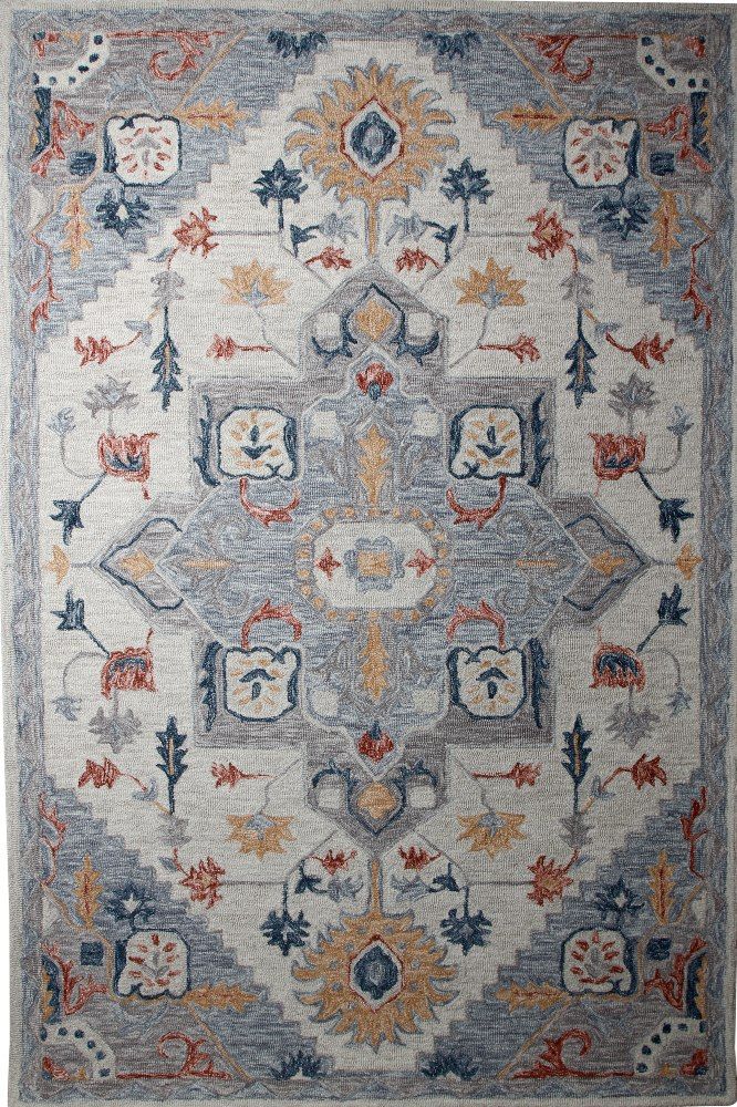 GREY MULTICOLOR SUZANI HAND TUFTED CARPET