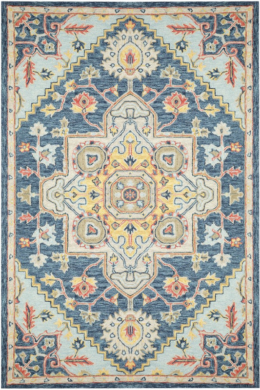 BLUE MULTICOLOR TRADITIONAL HAND TUFTED CARPET by Imperial Knots - Image 1