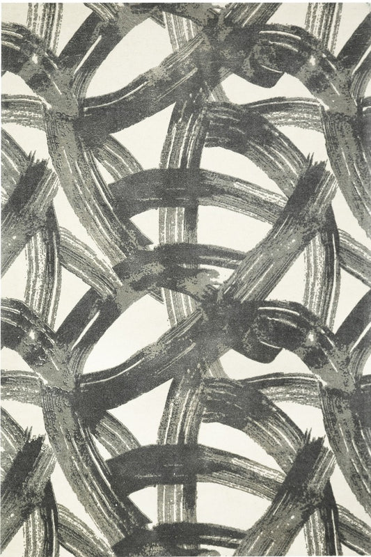 IVORY CHARCOAL GEOMETRIC HAND TUFTED CARPET by Imperial Knots - Image 2