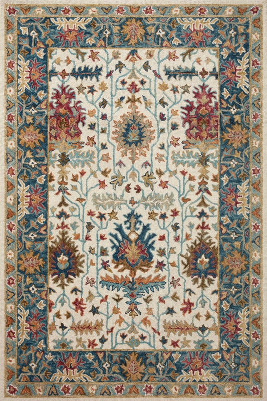 MULTICOLOR BLUE PERSIAN HAND TUFTED CARPET by Imperial Knots - Image 1