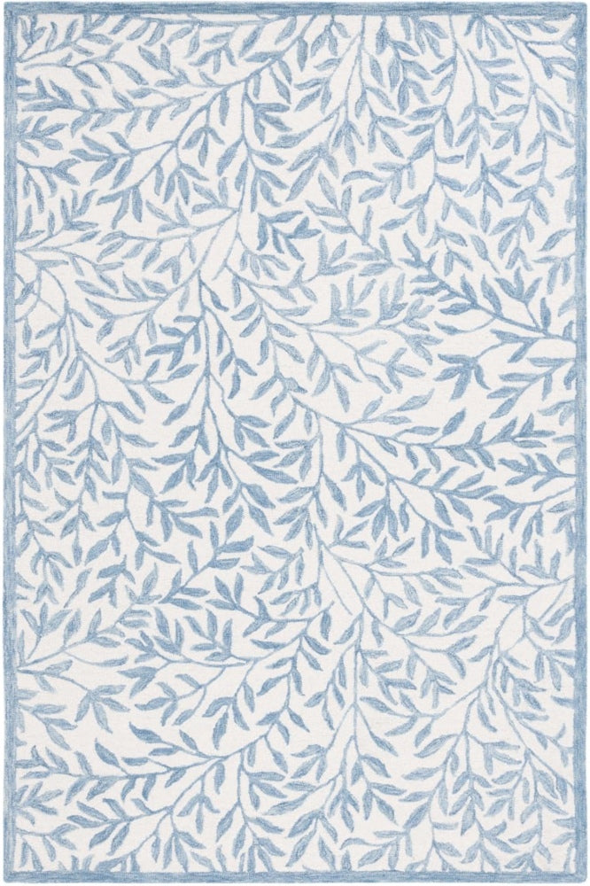 BLUE IVORY PAISLEY MODERN HAND TUFTED CARPET