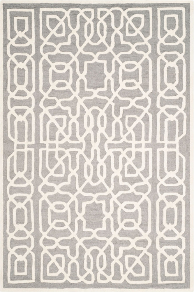 GREY IVORY GEOMETRIC HAND TUFTED CARPET