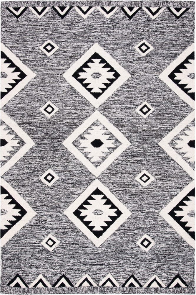 BLACK AND WHITE KILIM HAND TUFTED CARPET