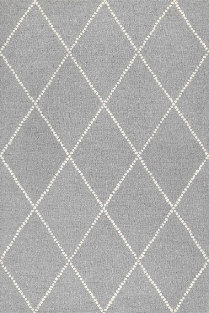 GREY AND WHITE GEOMETRIC HAND TUFTED CARPET
