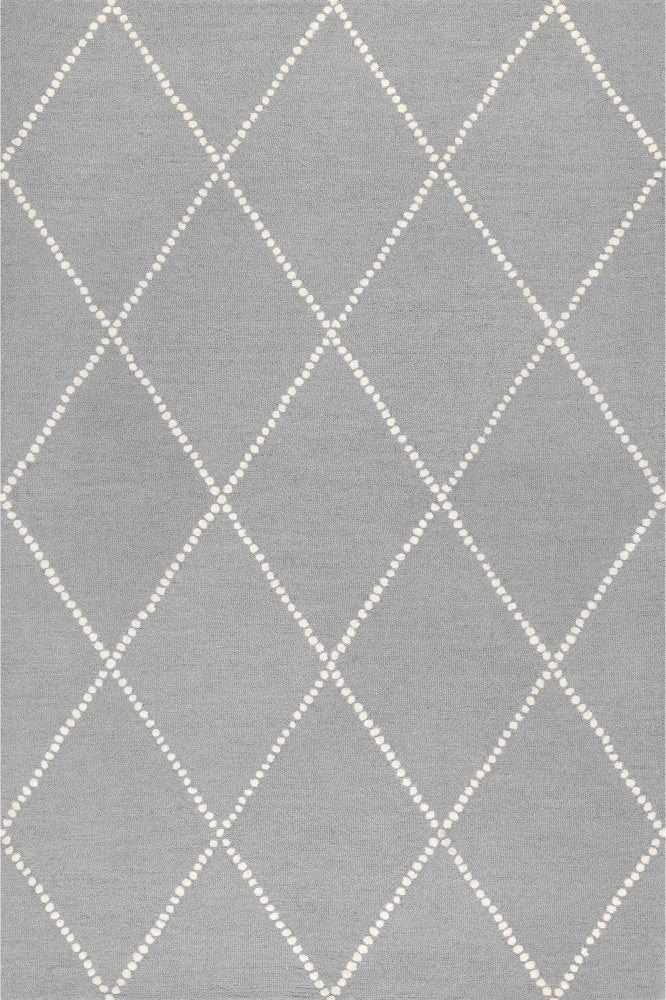 GREY AND WHITE GEOMETRIC HAND TUFTED CARPET