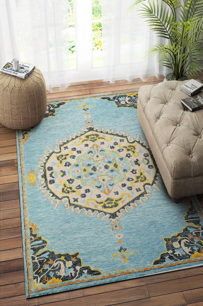 BLUE MULTICOLOR TRADITIONAL HAND TUFTED CARPET