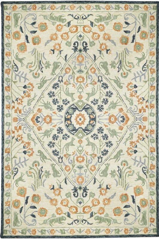 BEIGE MULTICOLOR TRADITIONAL HAND TUFTED CARPET by Imperial Knots - Image 2