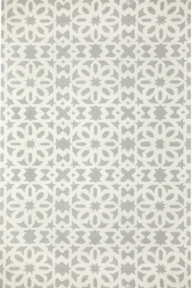 GREY WHITE GEOMETRIC HAND TUFTED CARPET