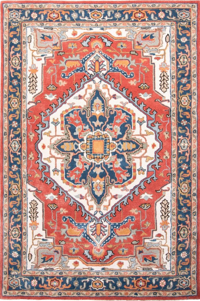 NAVY BLUE MULTICOLOR TRADITIONAL HAND TUFTED CARPET