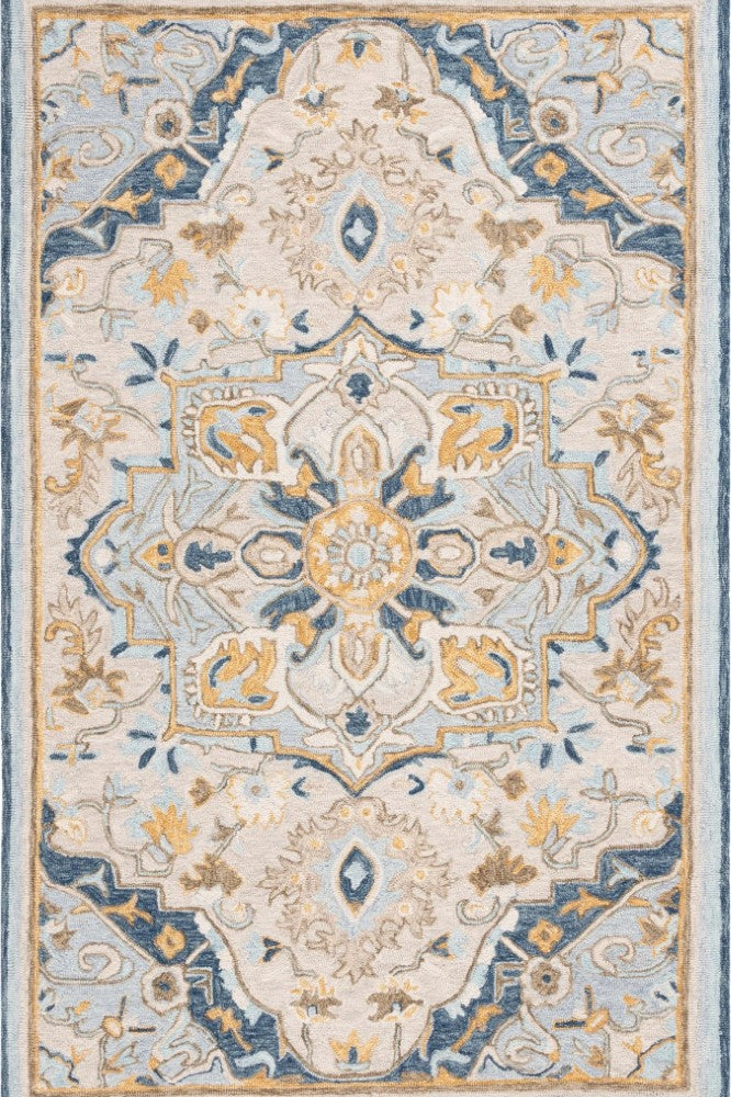 BEIGE MULTICOLOR TRADITIONAL HAND TUFTED CARPET