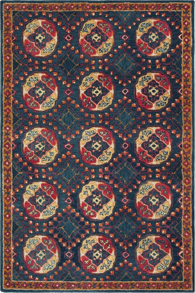 BLUE MULTICOLOR TRADITIONAL HAND TUFTED RUG