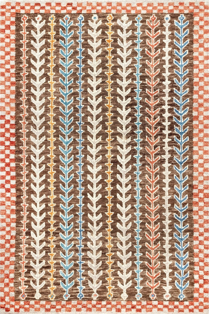 BROWN MULTICOLOR BESPOKE HAND TUFTED RUG