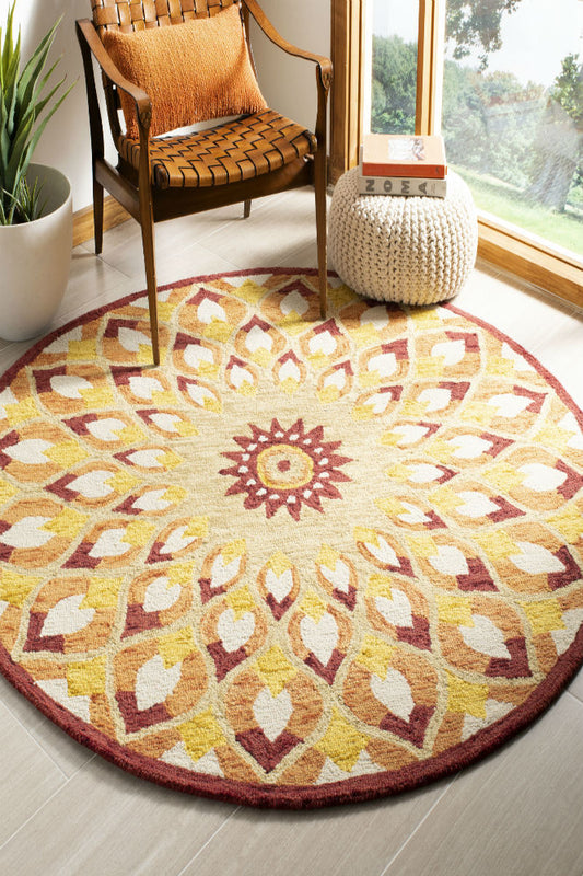 MULTICOLOR SUZANI HAND TUFTED CARPET ROUND by Imperial Knots - Image 1