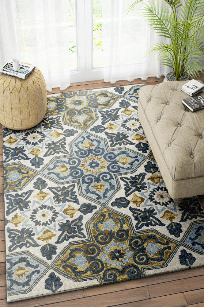 BLUE SUZANI HAND TUFTED CARPET
