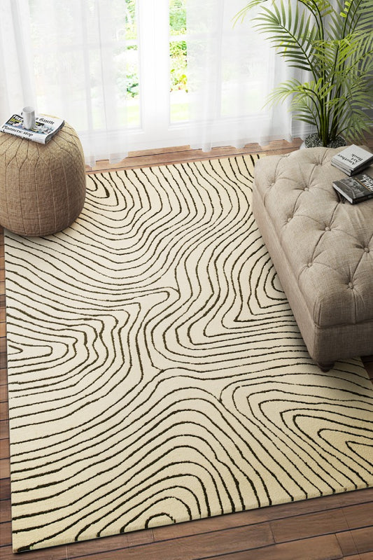 IVORY BLACK BESPOKE HAND TUFTED RUG by Imperial Knots - Image 1