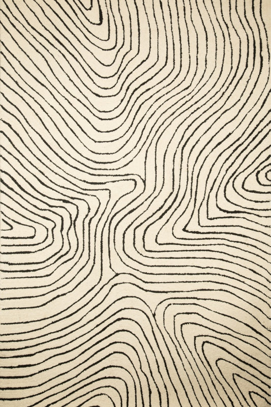 IVORY BLACK BESPOKE HAND TUFTED RUG by Imperial Knots - Image 2