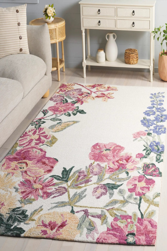 FLORAL IVORY MULTICOLOR HAND TUFTED RUG
