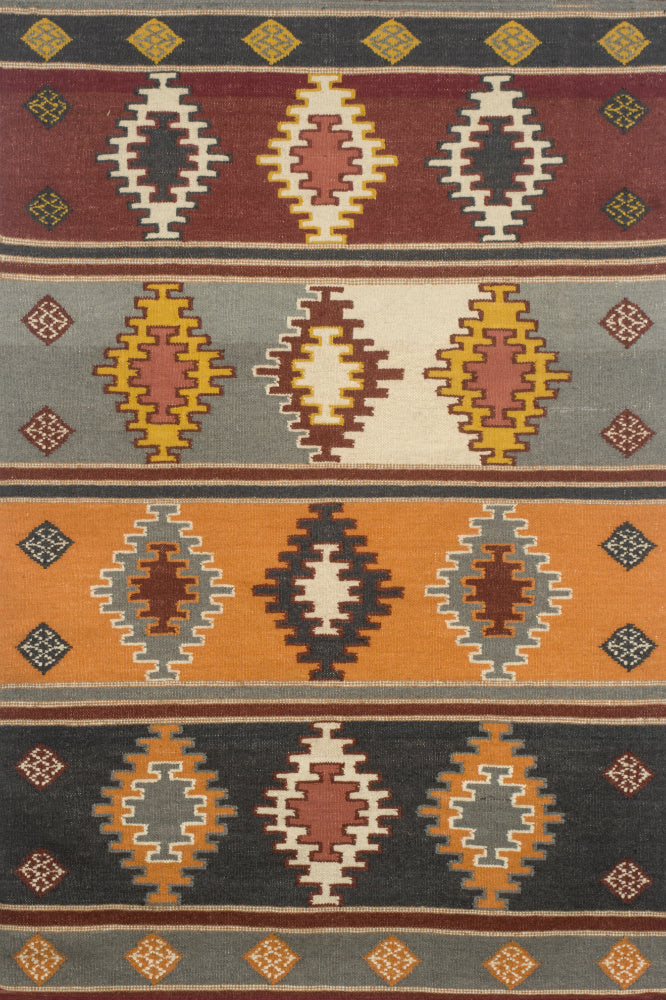 MULTICOLOR AZTEC HAND WOVEN KILIM DHURRIE