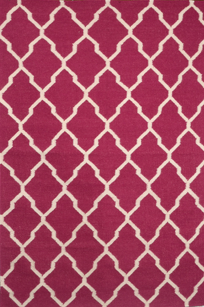 PINK IVORY TRELLIS HAND WOVEN DHURRIE