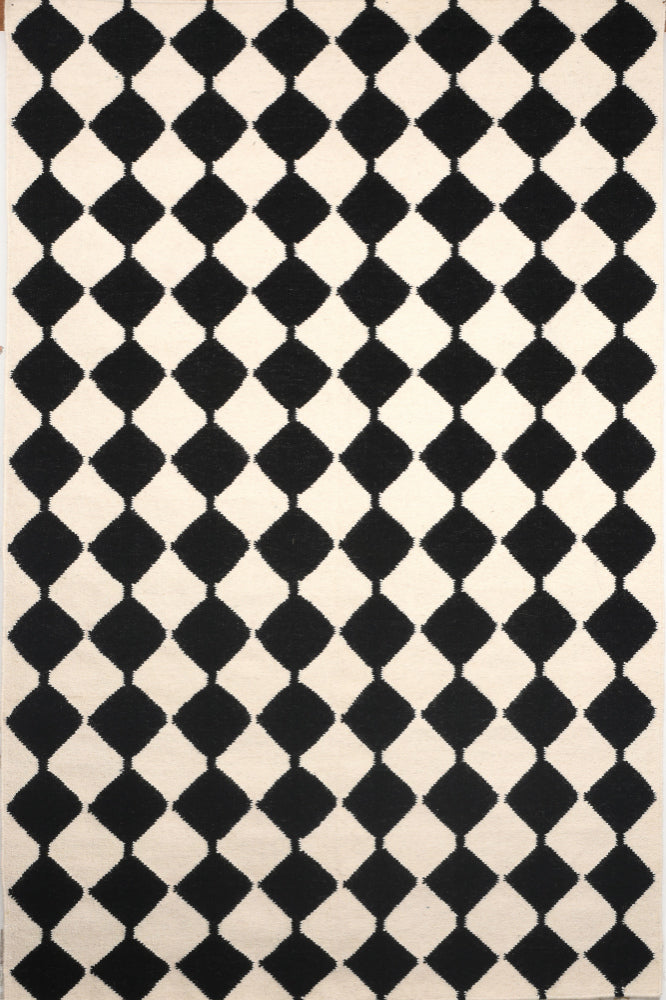 BLACK AND WHITE BESPOKE HAND WOVEN DHURRIE