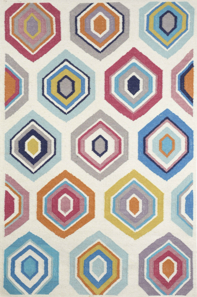 MULTICOLOR GEOMETRIC HAND WOVEN DHURRIE