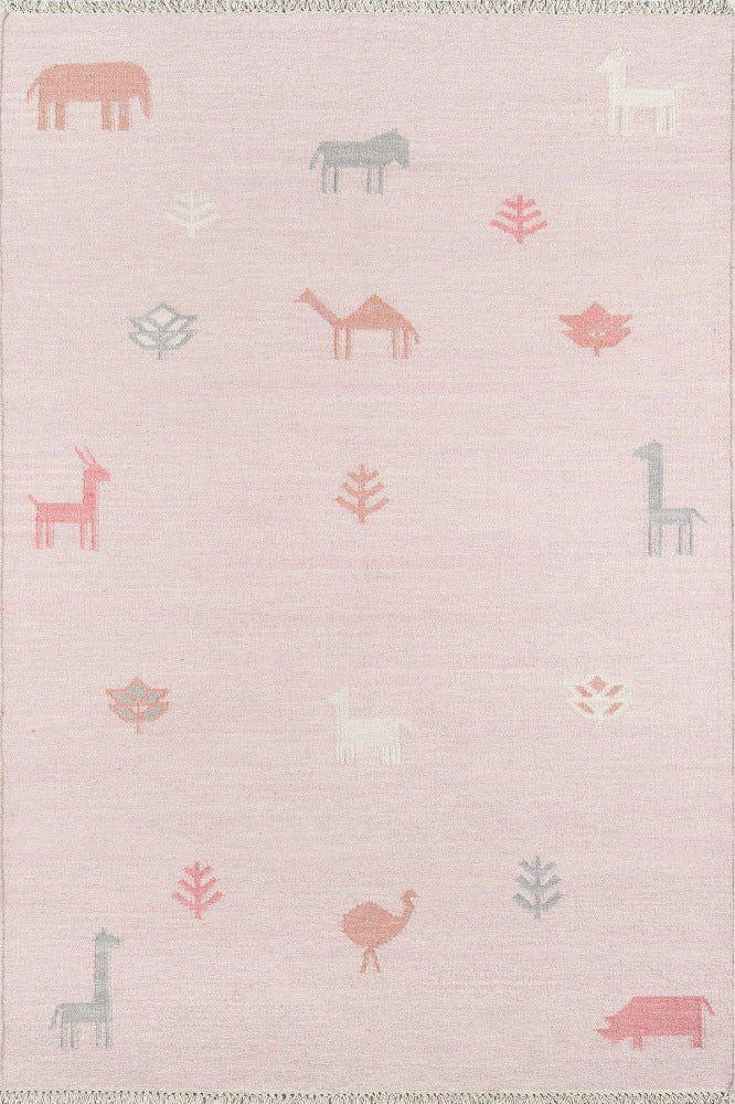 PINK GABBEH KILIM HAND WOVEN DHURRIE