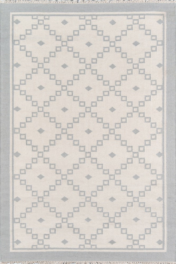 IVORY AND GREY KILIM HAND WOVEN DHURRIE