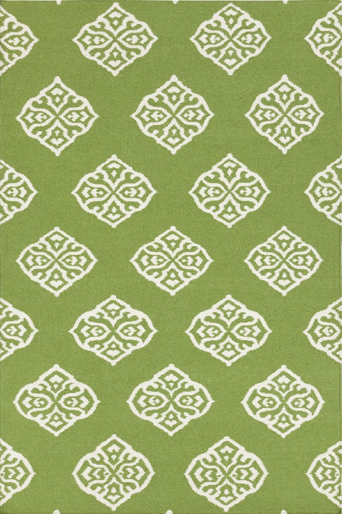 GREEN IVORY KILIM HAND WOVEN DHURRIE