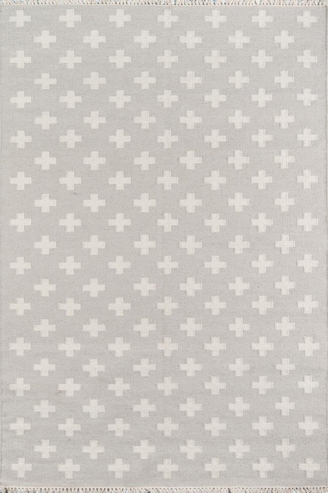 GREY GEOMETRIC HAND WOVEN DHURRIE