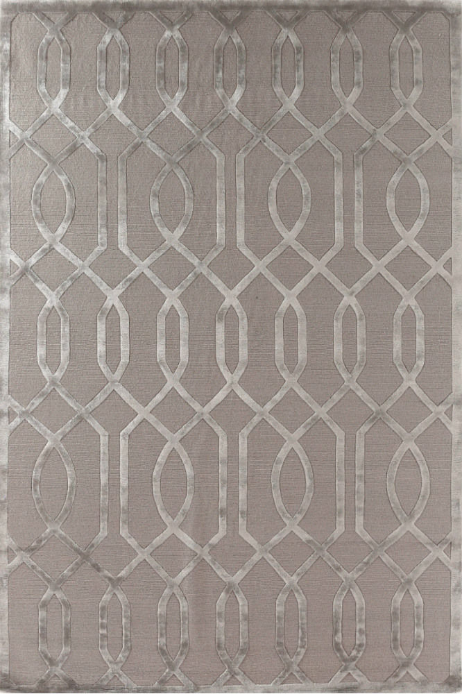 GREY GEOMETRIC HAND KNOTTED CARPET