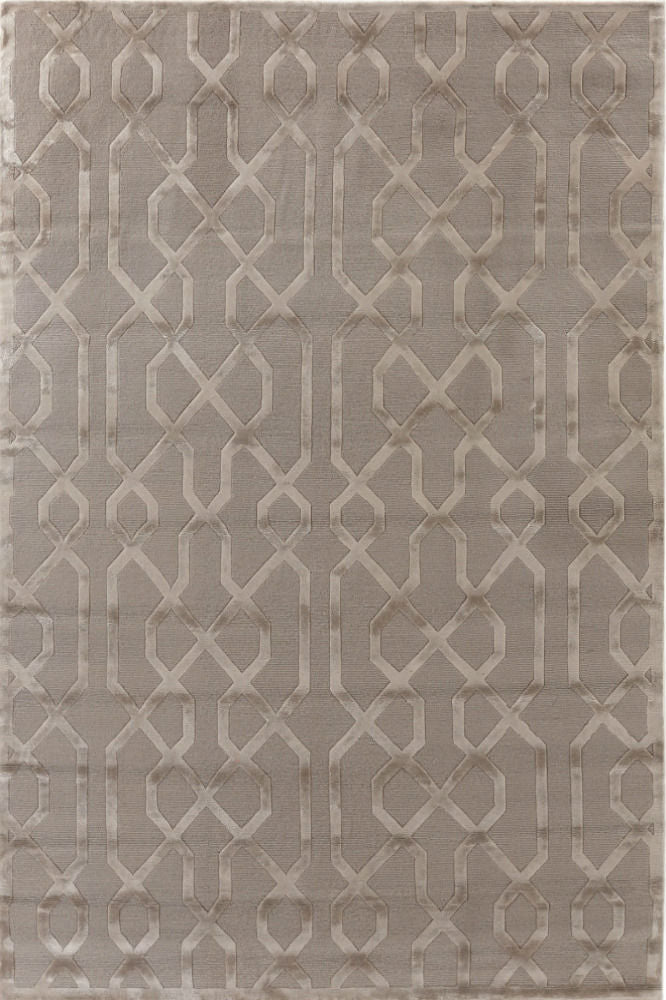 GREY GEOMETRIC HAND KNOTTED CARPET