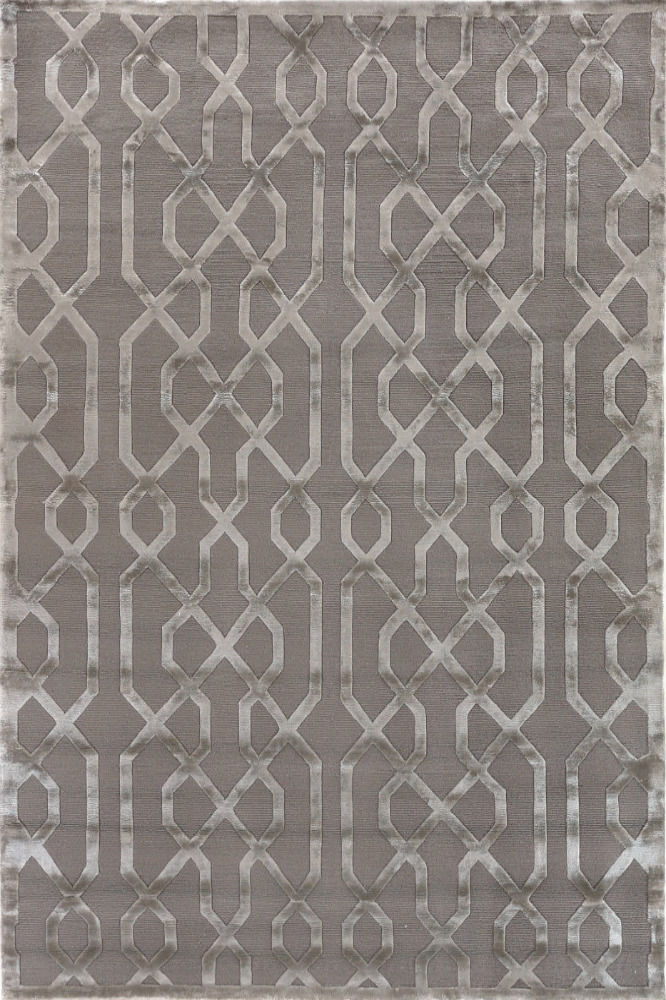 GREY GEOMETRIC HAND KNOTTED CARPET