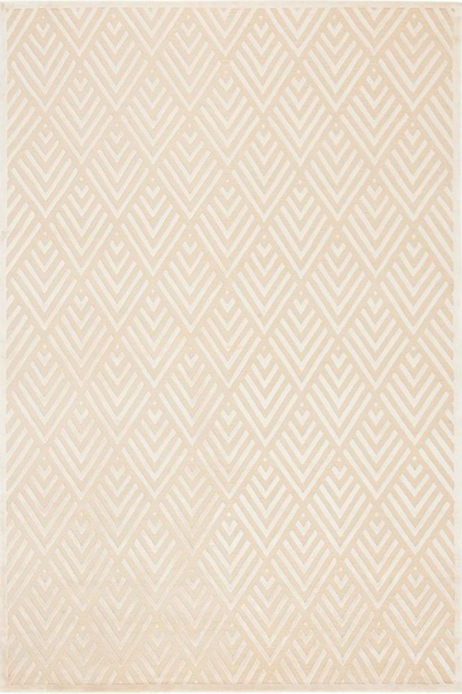 BEIGE GEOMETRIC HAND KNOTTED CARPET