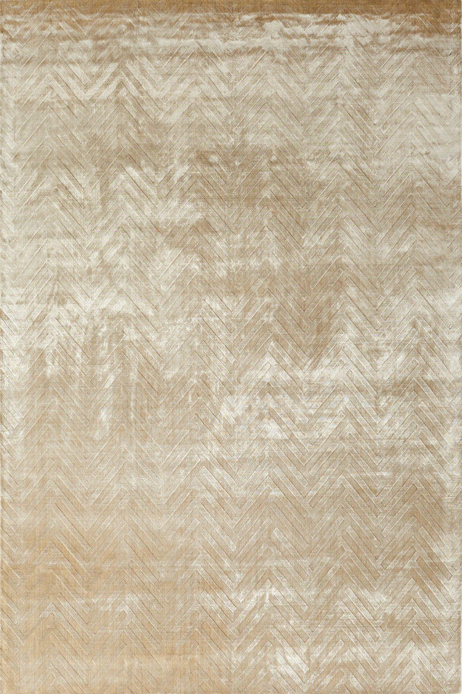 BEIGE CHEVRON HAND KNOTTED CARPET